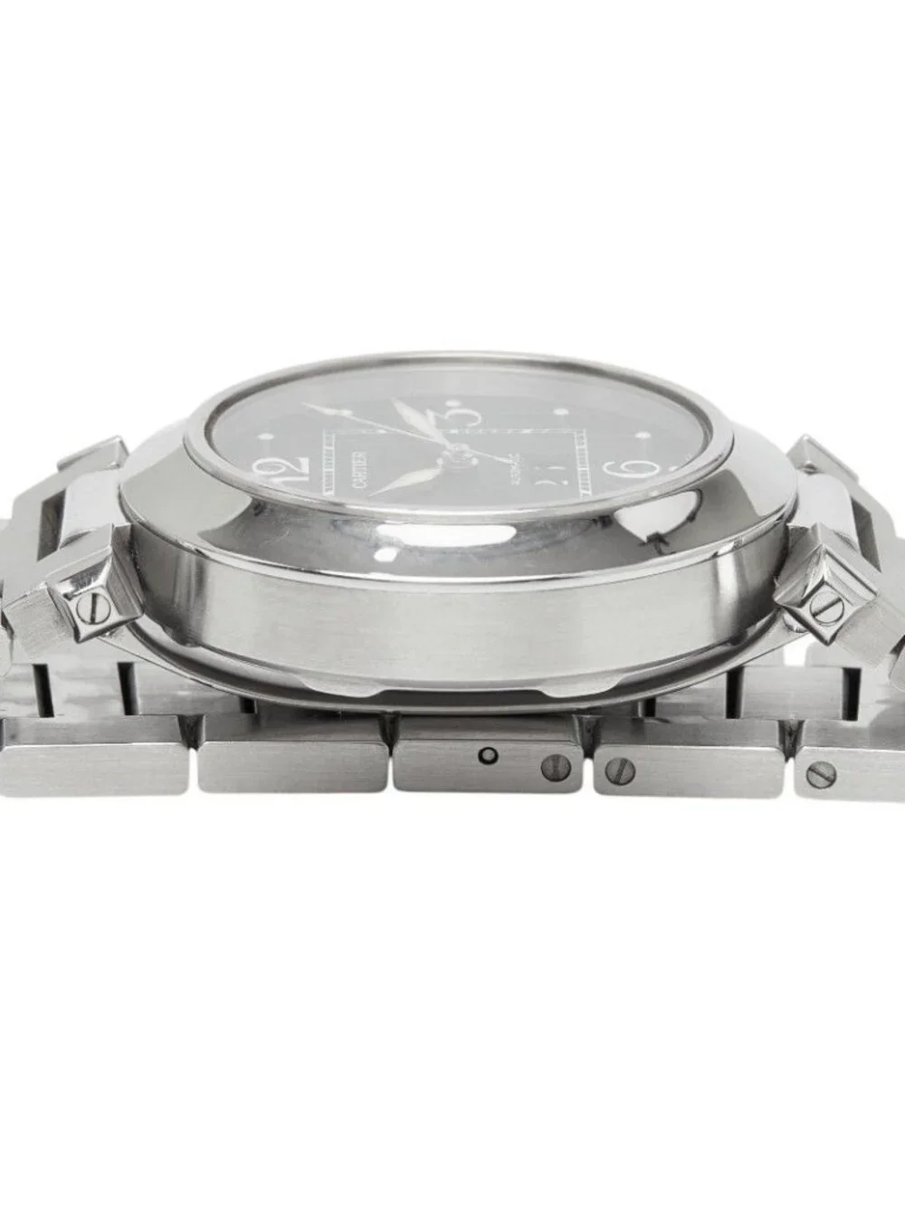 Cartier Pasha C Big Date Watch Black Silver Stainless Steel